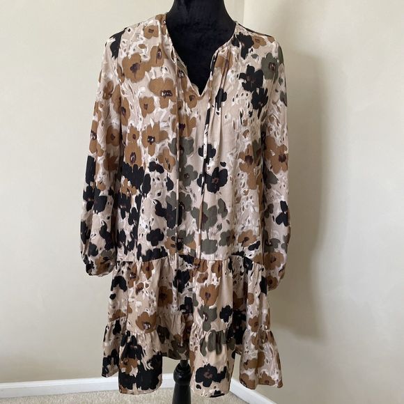 Grade & Gather Dresses & Skirts - Grade & Gather Dress Womens Medium Long Sleeve Drop Waist Boho Ruffle Pockets
